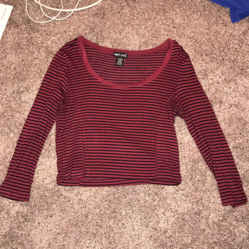 Red and black stripped top